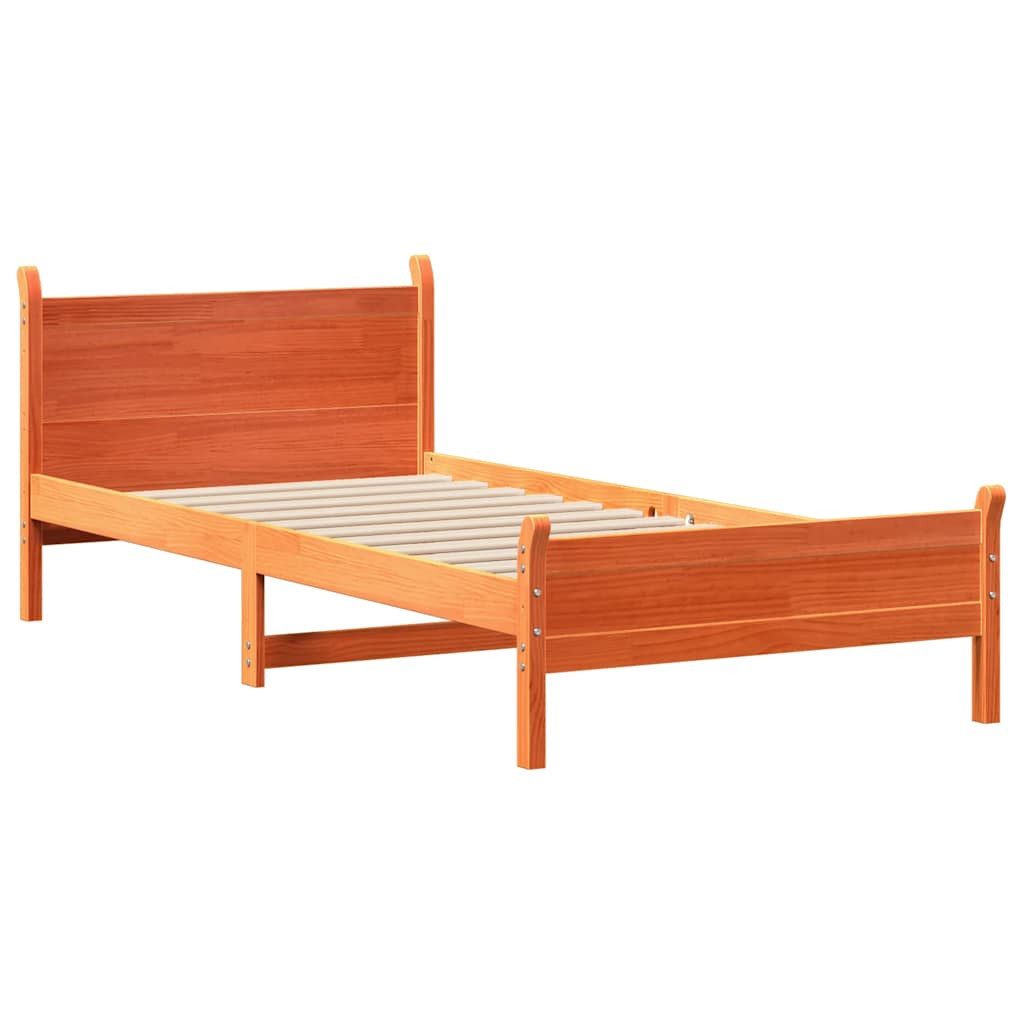 vidaXL Bett Massivholzbett ohne Matratze Wachsbraun günstig online kaufen