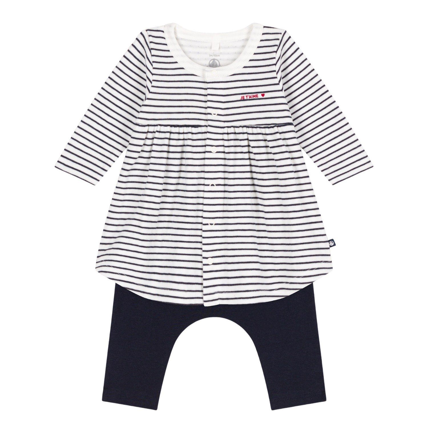 Petit Bateau Kleid & Leggings Petit Bateau langärmeliges Baby Kleid mit Leggings 3-12 Monate