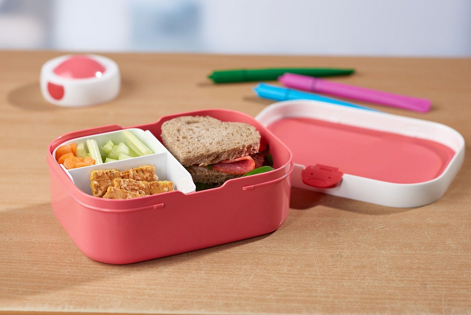 Gabel, inkl. durch Set), Einsatz - und (3-er Lunchbox Mepal Bento Brotdose Campus variabel rosa Bentoeinsatz Mepal