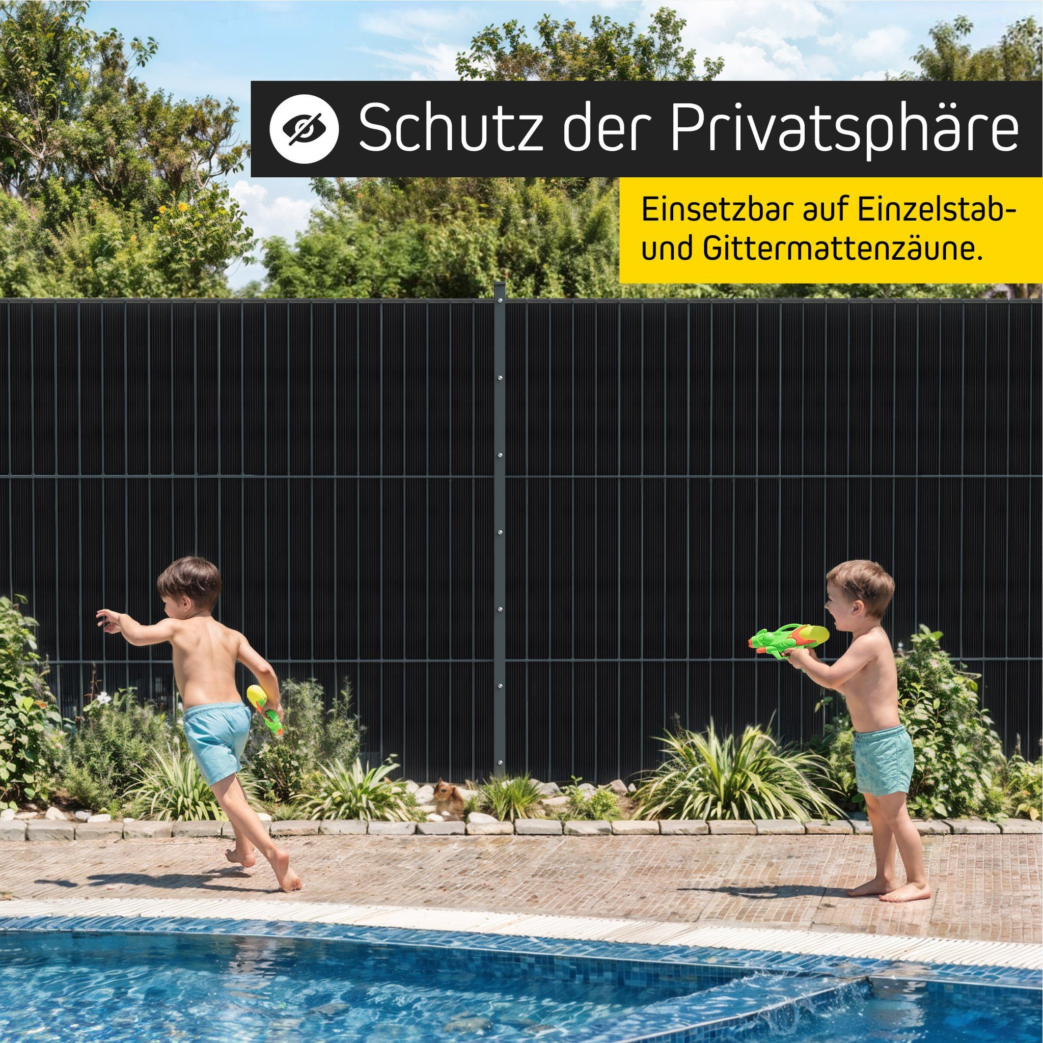 paramondo Sichtschutzstreifen PVC-Vertikal Sichtschutzstreifen Hart, 4,75 cm x 75 m, anthrazit, (Packung, 1-St., Inkl. Befestigungsclips), langlebig, witterungsbeständig, pflegeleicht