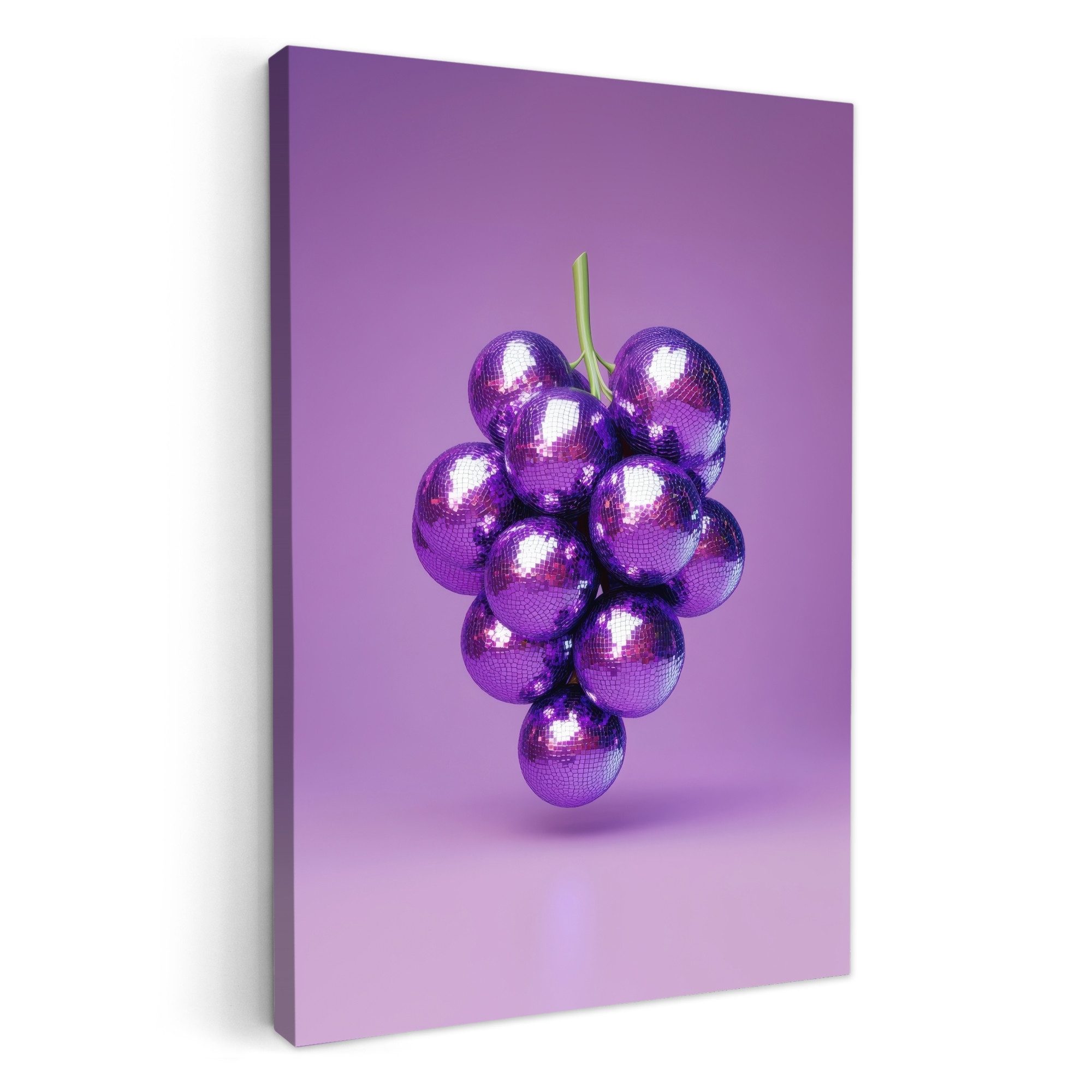 OneMillionCanvasses® Leinwandbild Weintraube - Disco - Glitzer - Lila, Fotodruck (1 St), Wandbilder für Esszimmer, Wanddeko Bilder Küche 20x30 cm