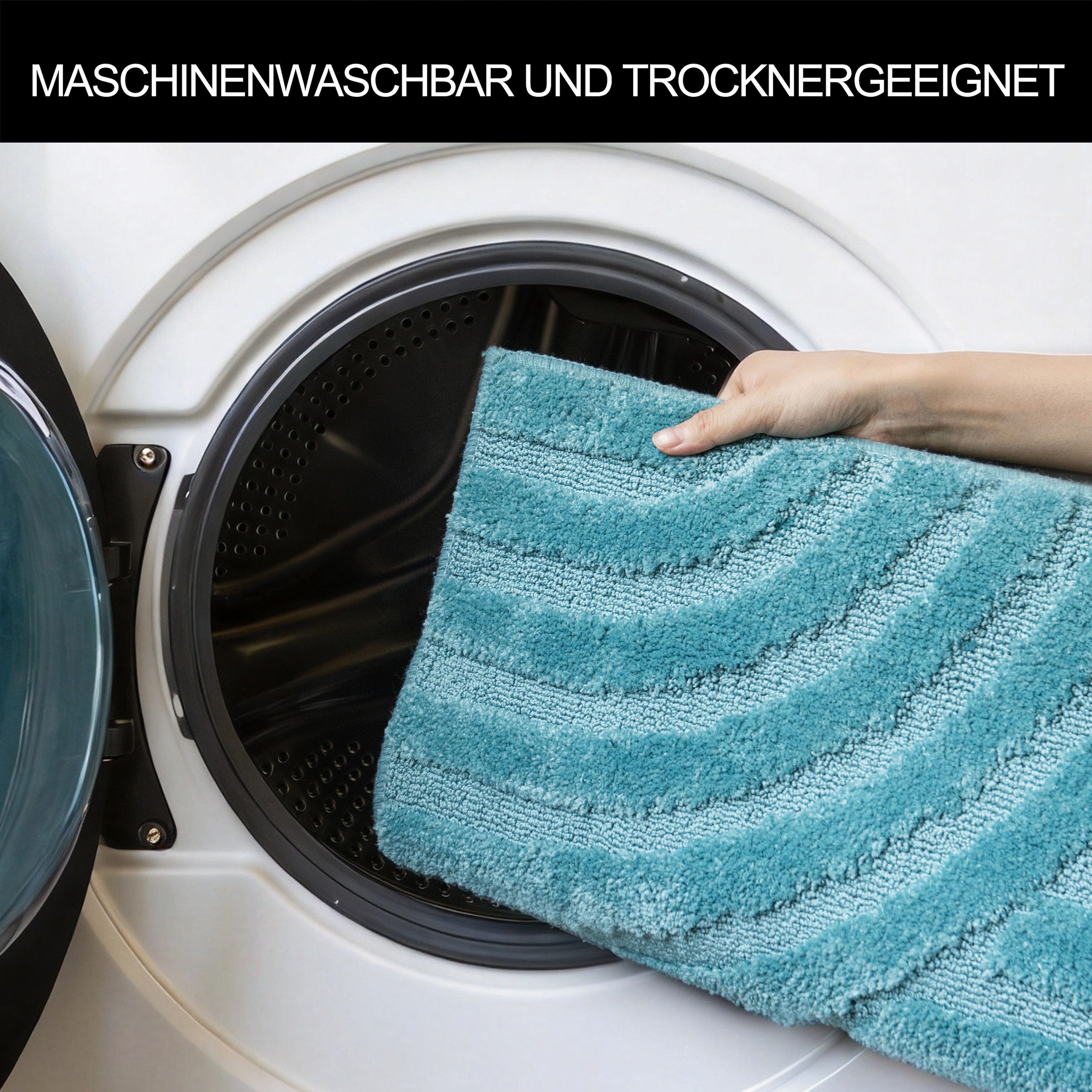OTTO home Badematte Regona Scandi, Badvorleger, Badezimmer Teppich, Duschvorleger, Höhe 10 mm, rutschhemmend beschichtet, strapazierfähig, Polyester, rechteckig – Bild 5 von 5