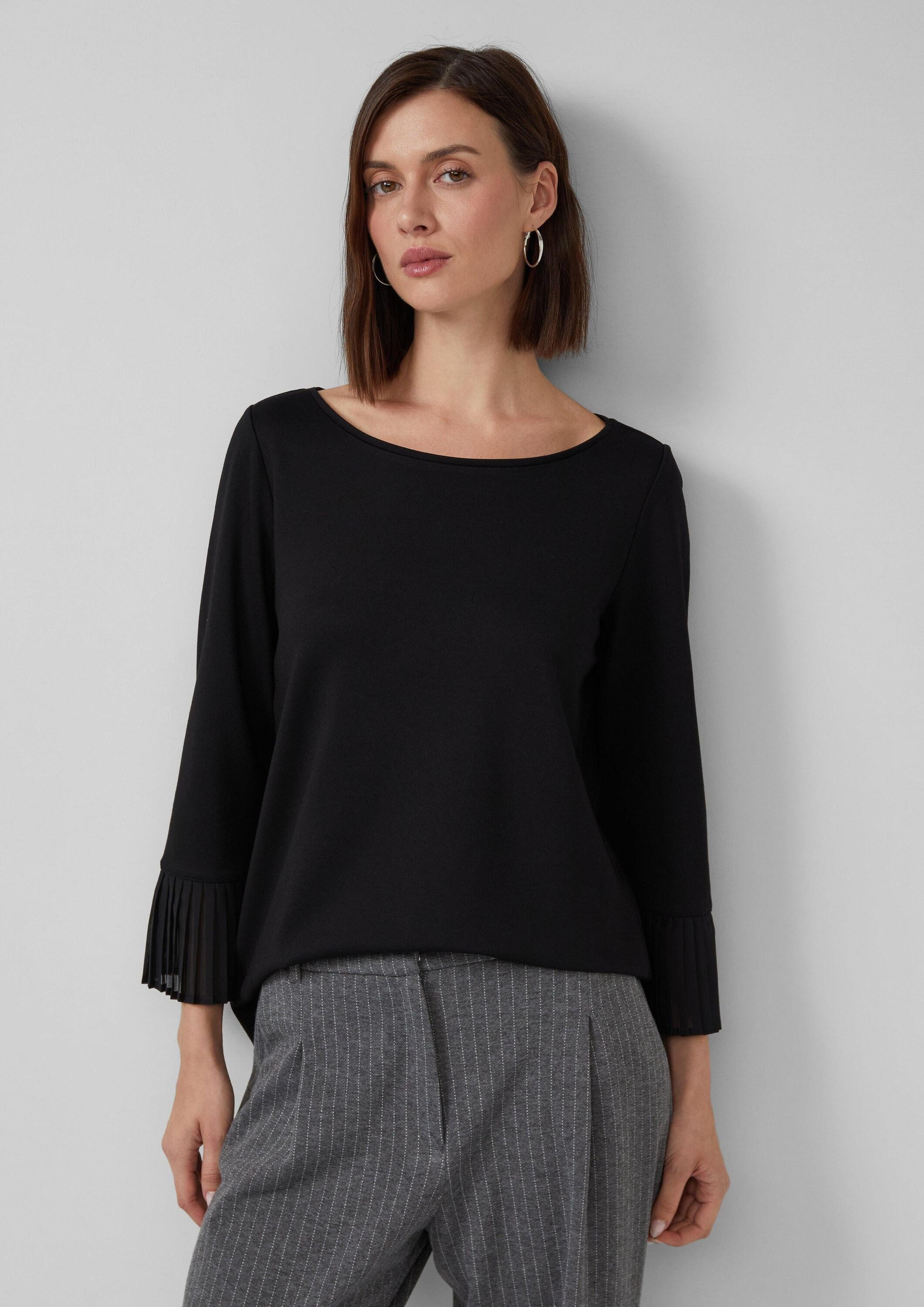 s.Oliver 3/4-Arm-Shirt T-Shirt Relaxed-Fit-Shirt aus Viskosemix mit Plissee günstig online kaufen