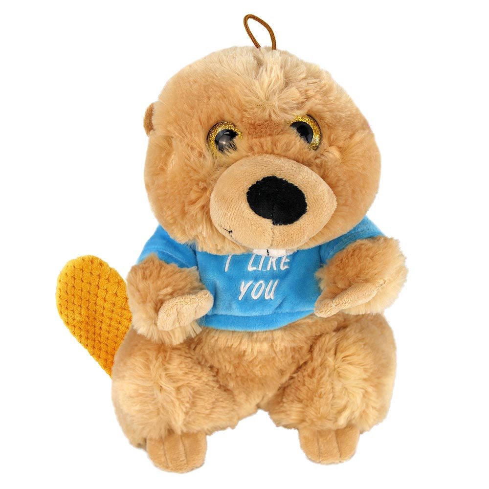 Tierkuscheltier Biber Plüschtier mit Hoodie und Spruch günstig online kaufen