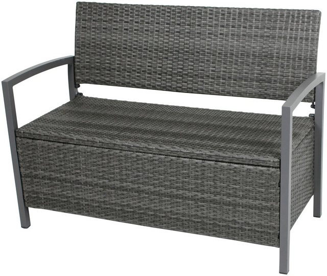 GARDEN PLEASURE Gartenbank Ferrara, Polyrattan, 110x58x86 cm, braun/grau