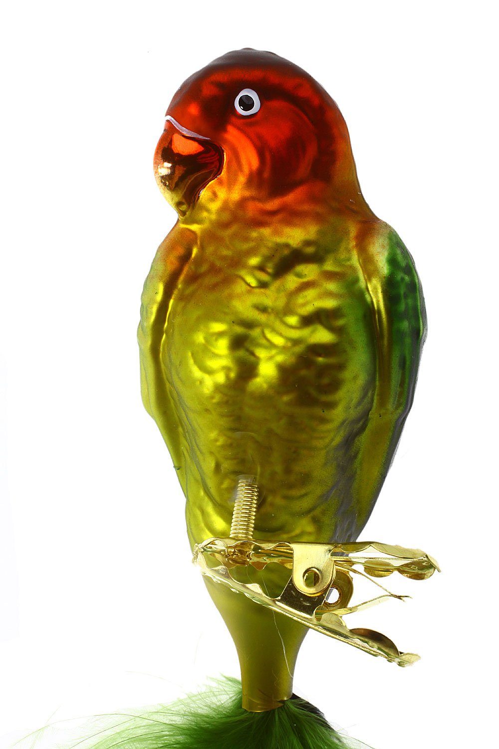 Hamburger Weihnachtskontor Christbaumschmuck Pfirsichköpfchen grün, Dekohänger - mundgeblasen - handdekoriert