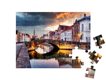 puzzleYOU Puzzle Grachten von Brügge im Sonnenuntergang, Belgien, 48 Puzzleteile, puzzleYOU-Kollektionen Belgien