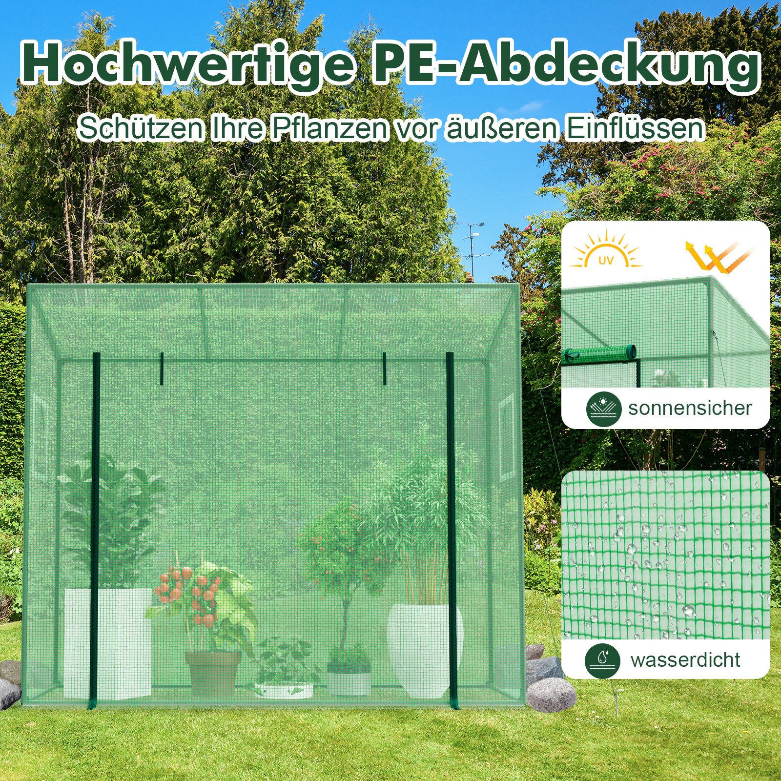 KOMFOTTEU Gewächshaus, mit Rolltür &am...