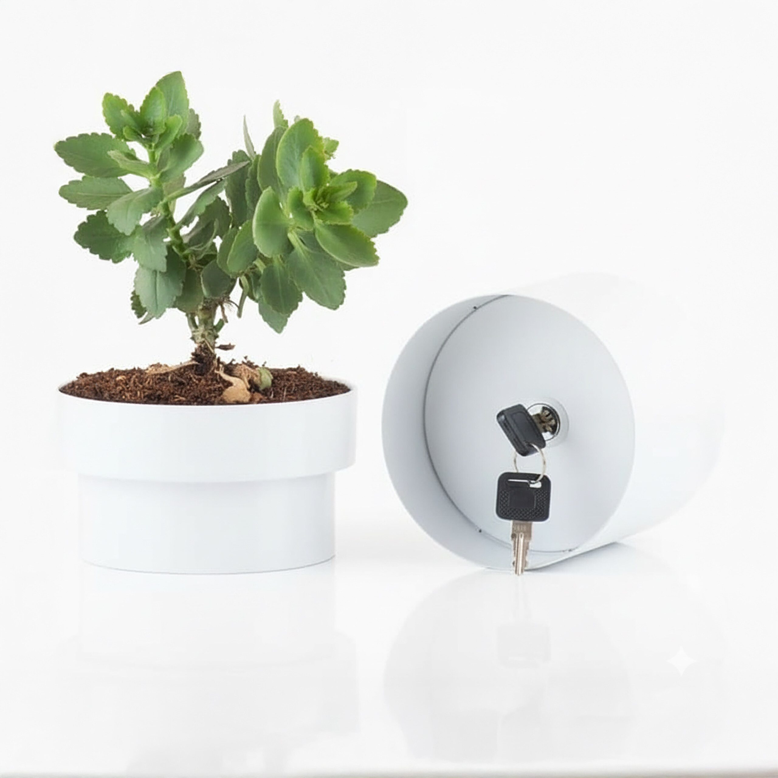 relaxdays Schlüsseltresor Blumentopf Safe mit 2x Schlüsseln (3-St), weiß