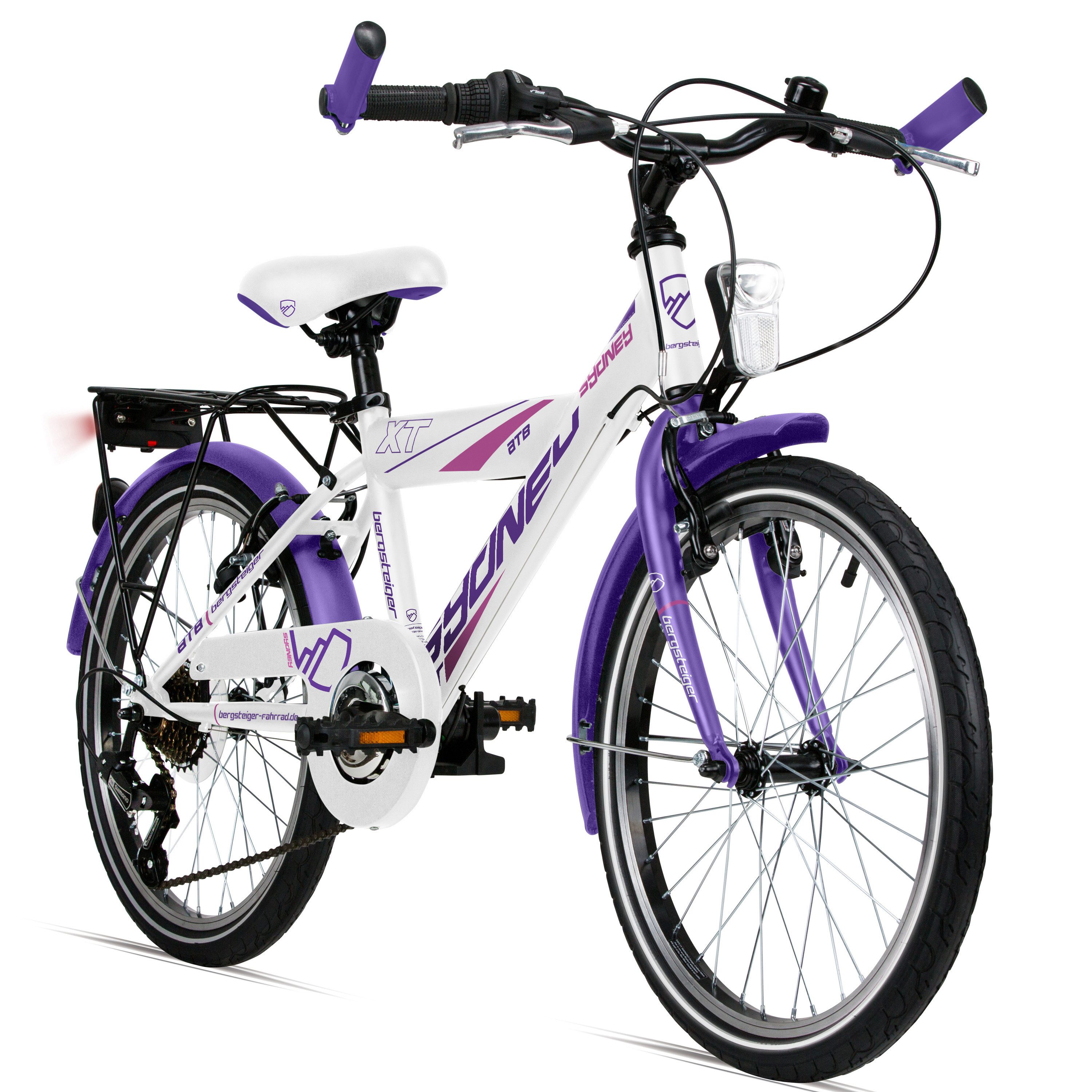 bergsteiger Kinderfahrrad Sydney 20, 24 Zoll, 6 - 9 Jahre, StVZO, Mädchen, Jungen, Shimano Tourney RD-TY300 Schaltwerk, Kettenschaltung, V-Bremsen, Dynamo