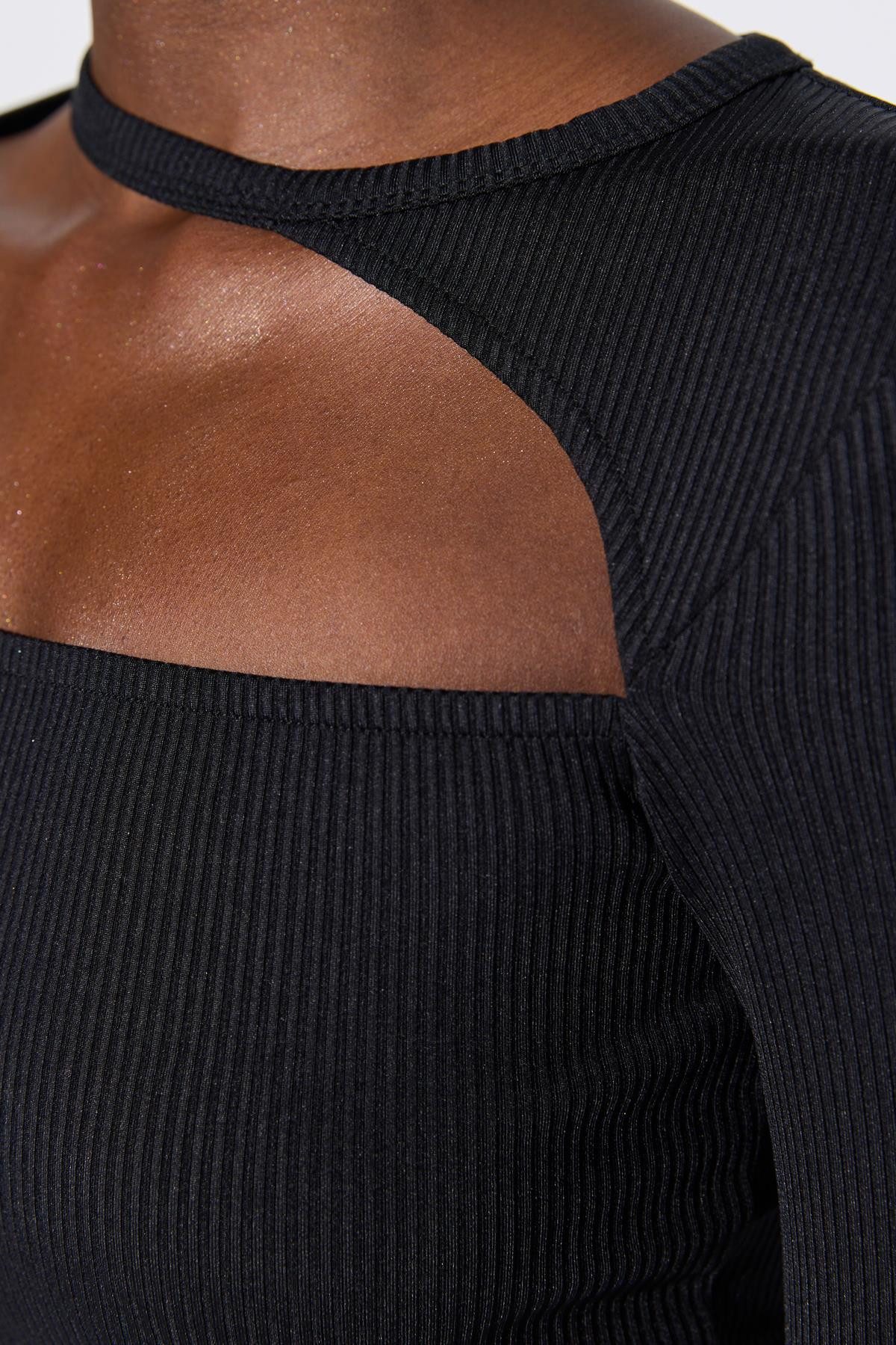 No Matter What Blusentop Gerippte, langärmelige Crop-Bluse