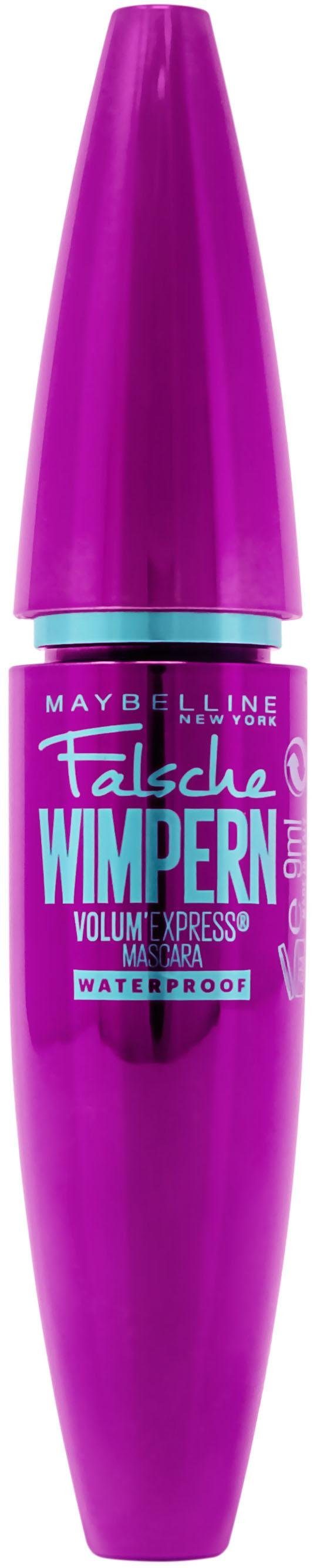 MAYBELLINE NEW YORK Mascara Volum‘ Express Falsche Wimpern Waterproof, mit patentierter Löffelbürste