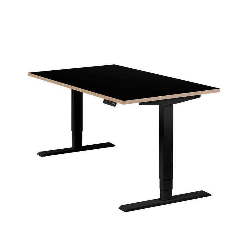 boho office® Schreibtisch Homedesk, Schwarz elektrisch höhenverstellbar - Tischplatte Schwarz 140 x 80 cm