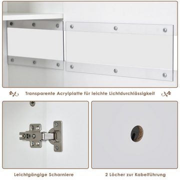 REDOM Anrichte Schubladenkommode Kommode (Breite 140 cm Schrank mit LED-Leuchten, mit zwei Türen und vier Schubladen), für Esszimmer Wohnzimmer Hochglanz Weiß