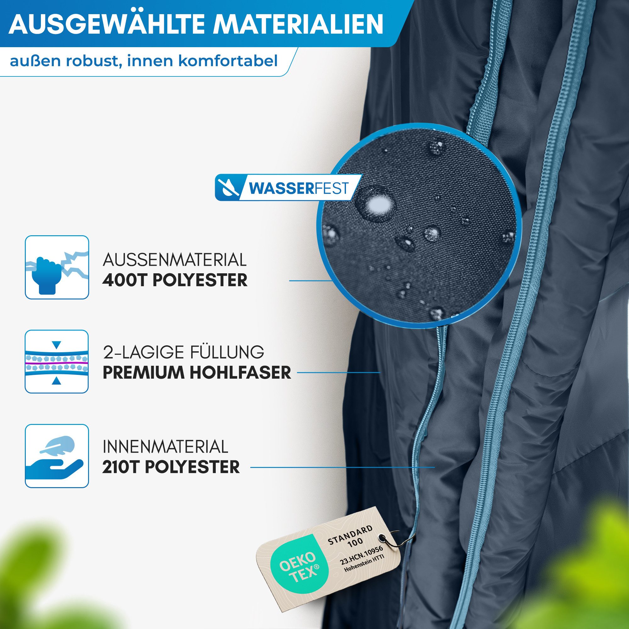 Nordmut Deckenschlafsack Sommer 3 Jahreszeiten Camping Outdoor, kleines Packmaß, leicht, warm (Spar-Set, 1 tlg., Nordmut Pihtso + Kompressionsbeutel), wasserabw – Bild 2 von 5