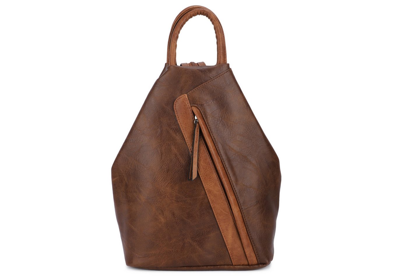 MIRROSI Tagesrucksack Damen Rucksack Kunstleder 25x13x35 cm – Cityrucksack (ca. 25 x 13 x 35 cm), mit Reißverschluss, Henkel, Schulterriemen & Frontfach