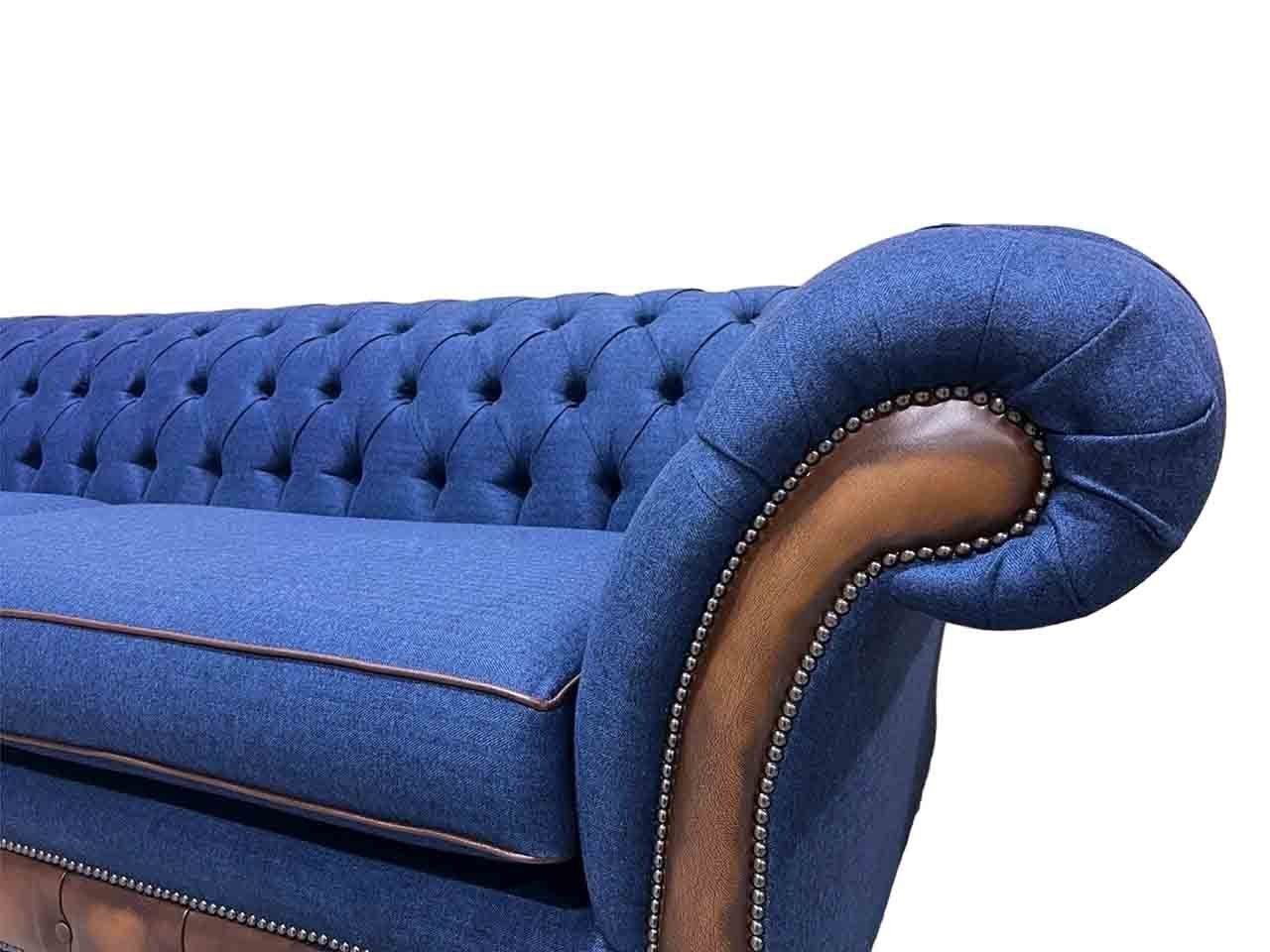 In Stoffsofa Sofa Chesterfield Wohnzimmer, Made Sofa Luxus Blaues JVmoebel Sitzer Europe 4 Sofas