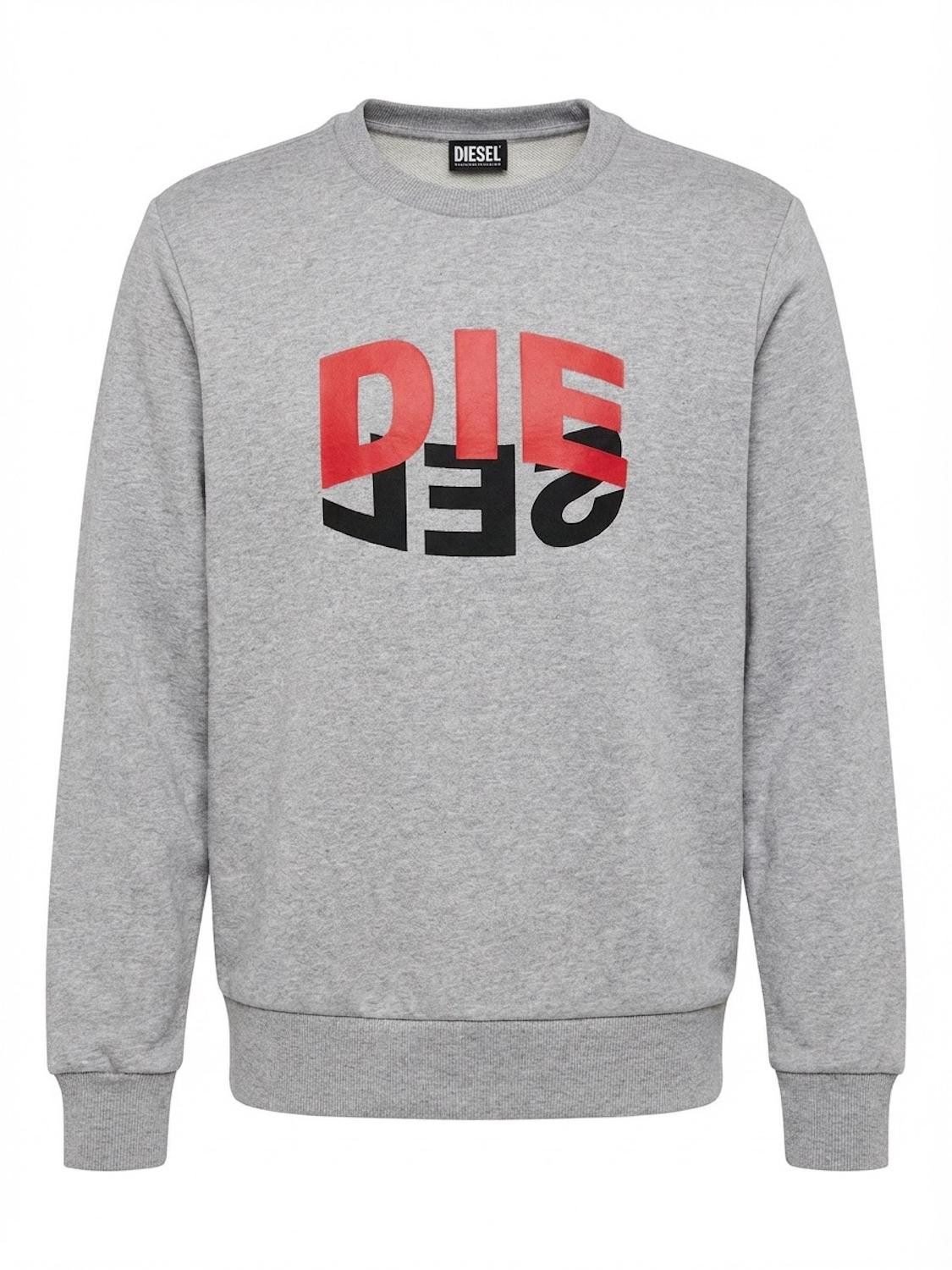 Diesel Sweatshirt Regular Fit Pullover - S-GIRK-N80 Grau Superweicher Herren Pullover