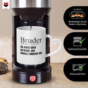 22Feels Tasse Bruder Geschenk Geburtstag Weihnachten Geschwister Jungs Männer Haferl, Keramik, Made In Germany, Spülmaschinenfest, Herzhenkel