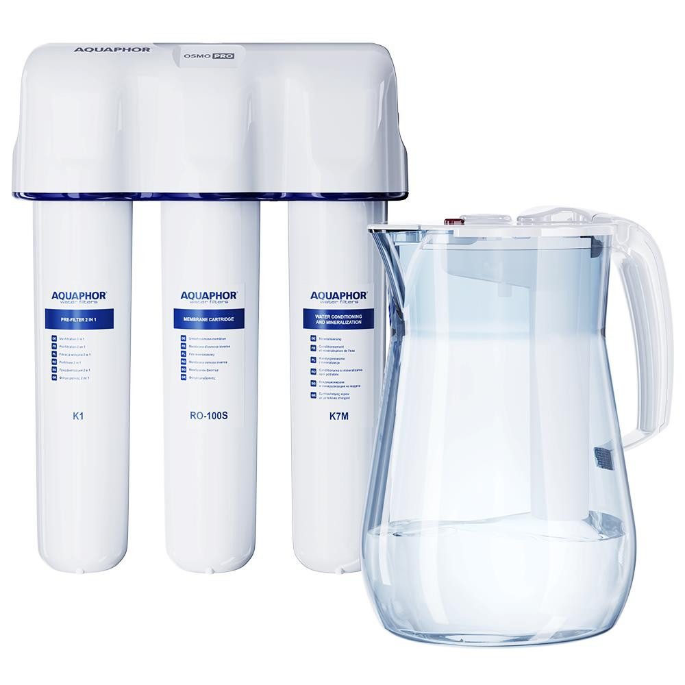 Kalk- und Wasserfilter RO-312S PRO Umkehrosmoseanlage + Wasserkrug