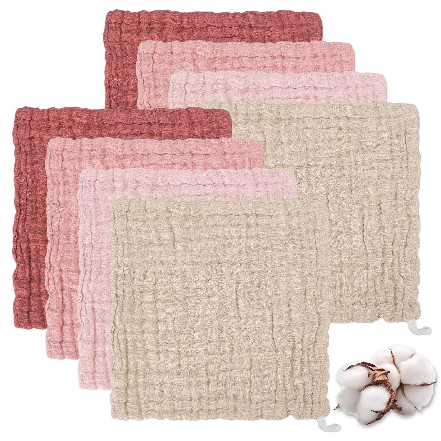 LuxusKollektion Spucktuch Spucktücher Baby Mädchen 8er Pack 25x25cm Baumwolle