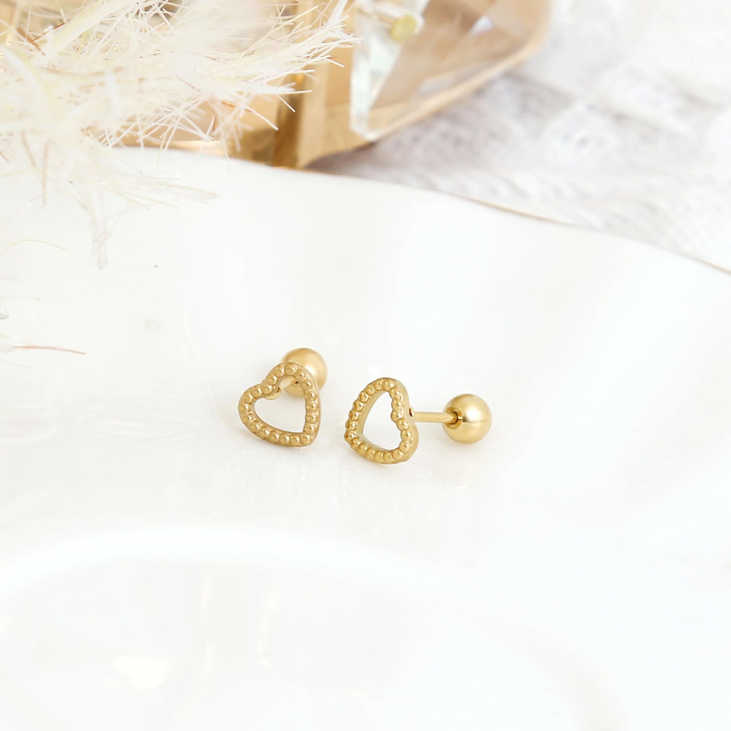 Made by Nami Ohrring-Set Herzförmige Ohrringe Gold Damen Wasserfester Schmuck, Minimalistisch Geschenk für Sie