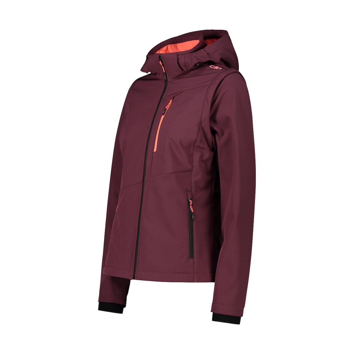 CMP Funktionsweste Woman Jacket Zip Hood With Detachable Sleeves Vielseitige Softshell-Jacke mit abnehmbaren Ärmeln und Kapuze, ideal