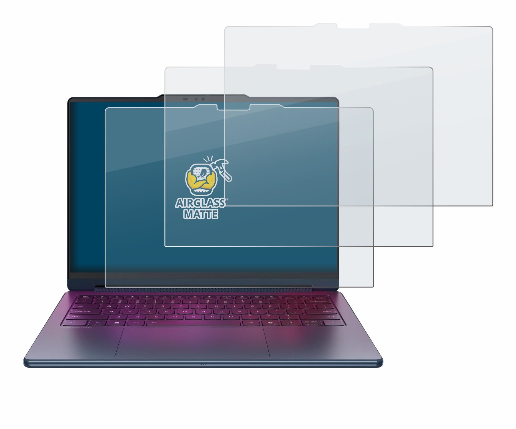 BROTECT Displayschutzglas Folie für Lenovo Yoga 9i 2-in-1 Gen 11 Aura Edition 14", 3 Stück, Schutzfolie Glas Panzer Display Schutz matt