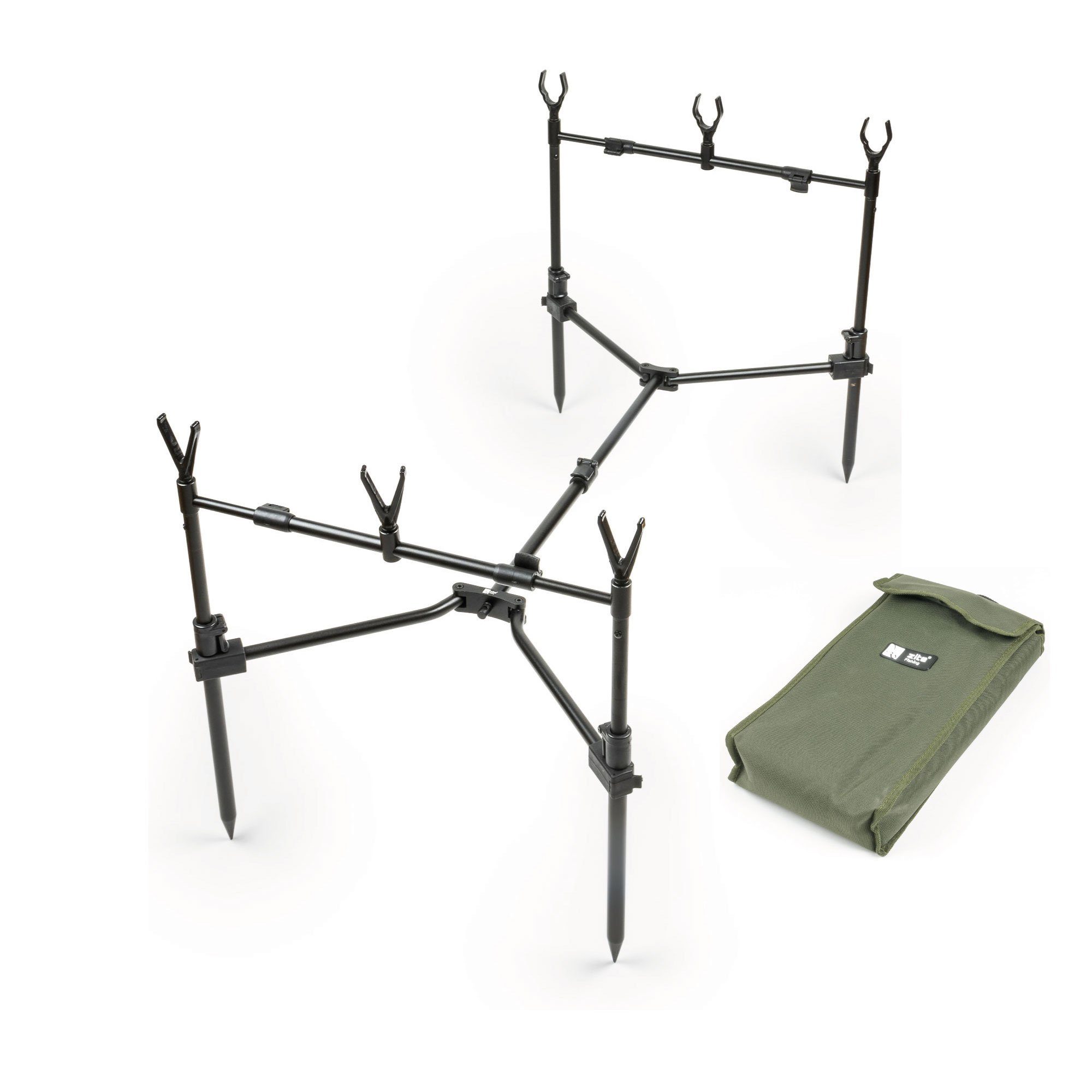 Zite Kompaktes Teleskop Rod Pod für 3 Ruten 90-120 cm Karpfen-Angeln Basic Rutenhalter