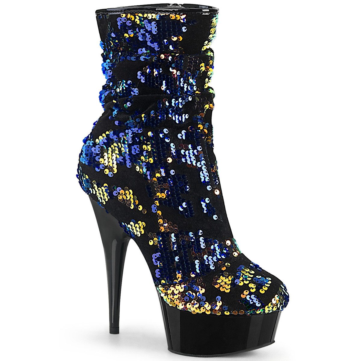 Sale DELIGHT-1004 Pleaser High Heels Plateau Stiefeletten blau schille High-Heel-Stiefel