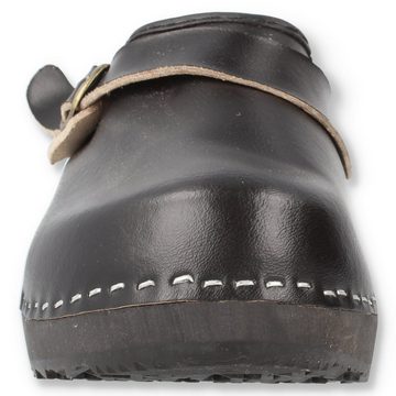 Cloque Roden Schwarze Schweden Lederclogs mit Schnalle Damen & Herren, Unisex Clog Outdoor & Garten