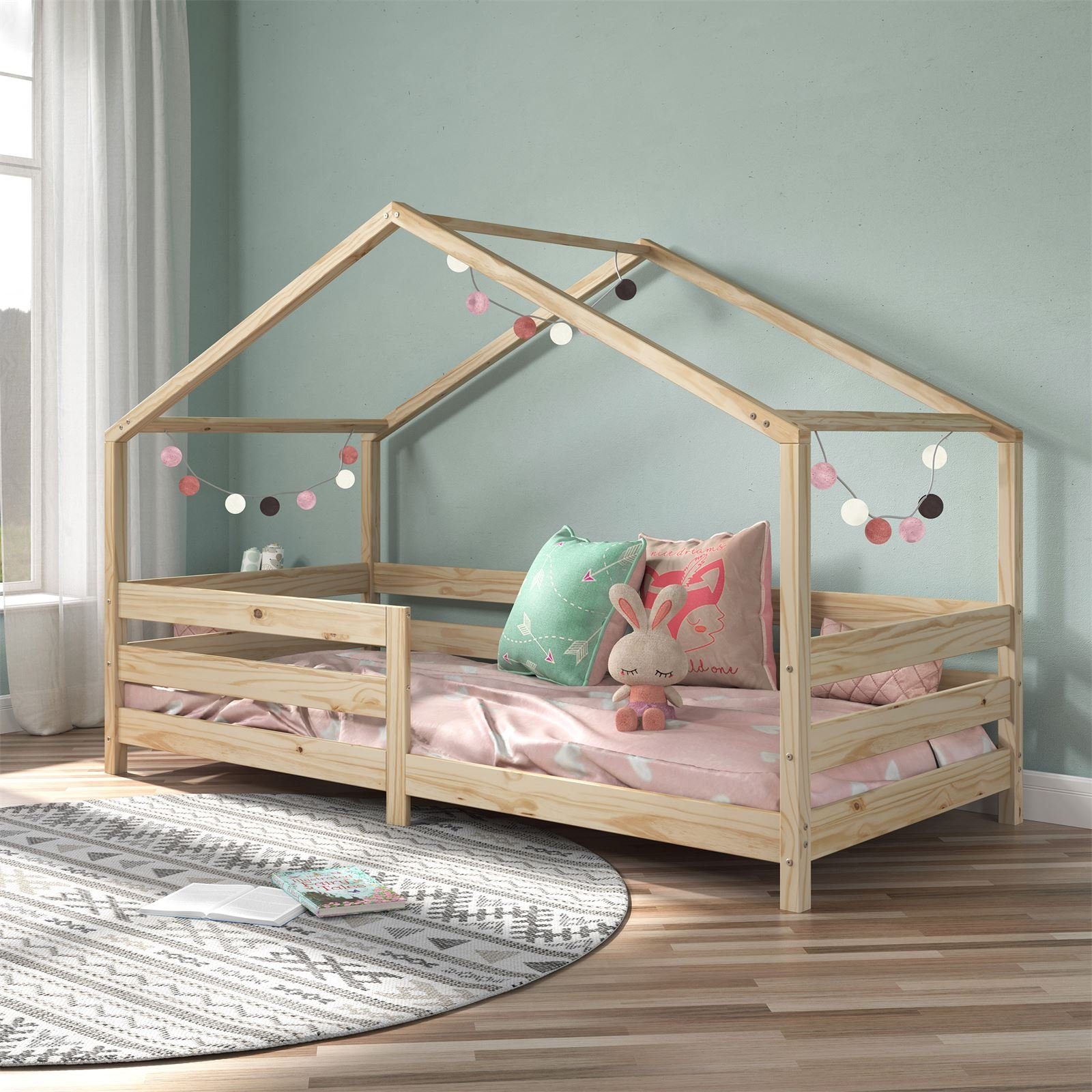 IDIMEX Kinderbett RENA, Hausbett Montessori Bett 90 x 200 Kinderbett Rausfa günstig online kaufen