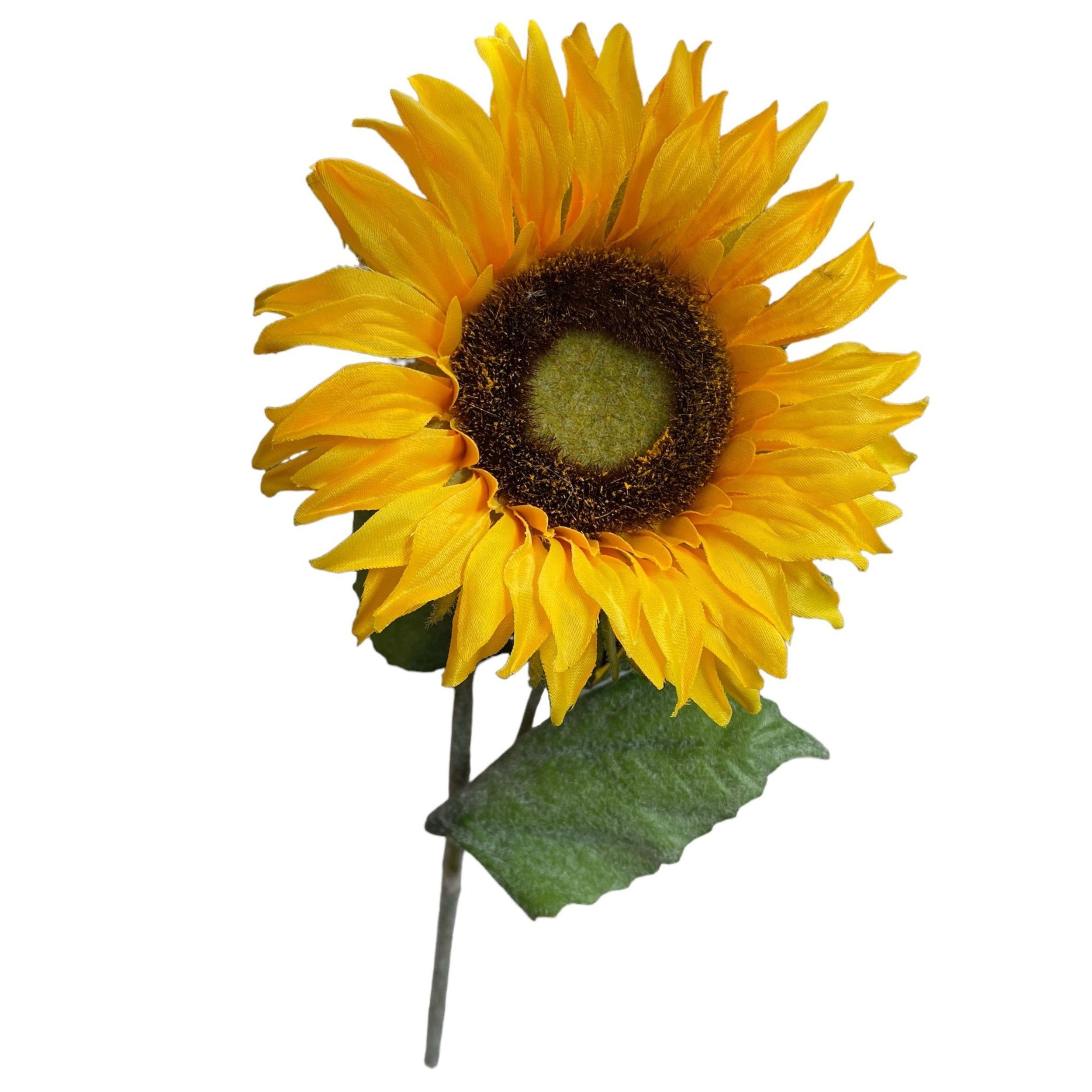 Gelb DekoTown 41 Künstliche Geflockt Grün Sonnenblume cm, Kunstblume