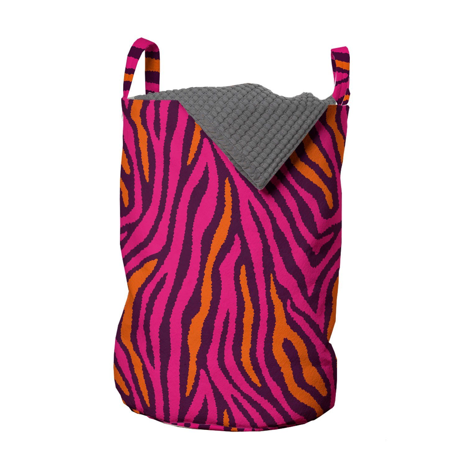 Abakuhaus Wäschesäckchen Wäschekorb mit Griffen Kordelzugverschluss für Waschsalons, Safari Zebra-Muster-Streifen-Design