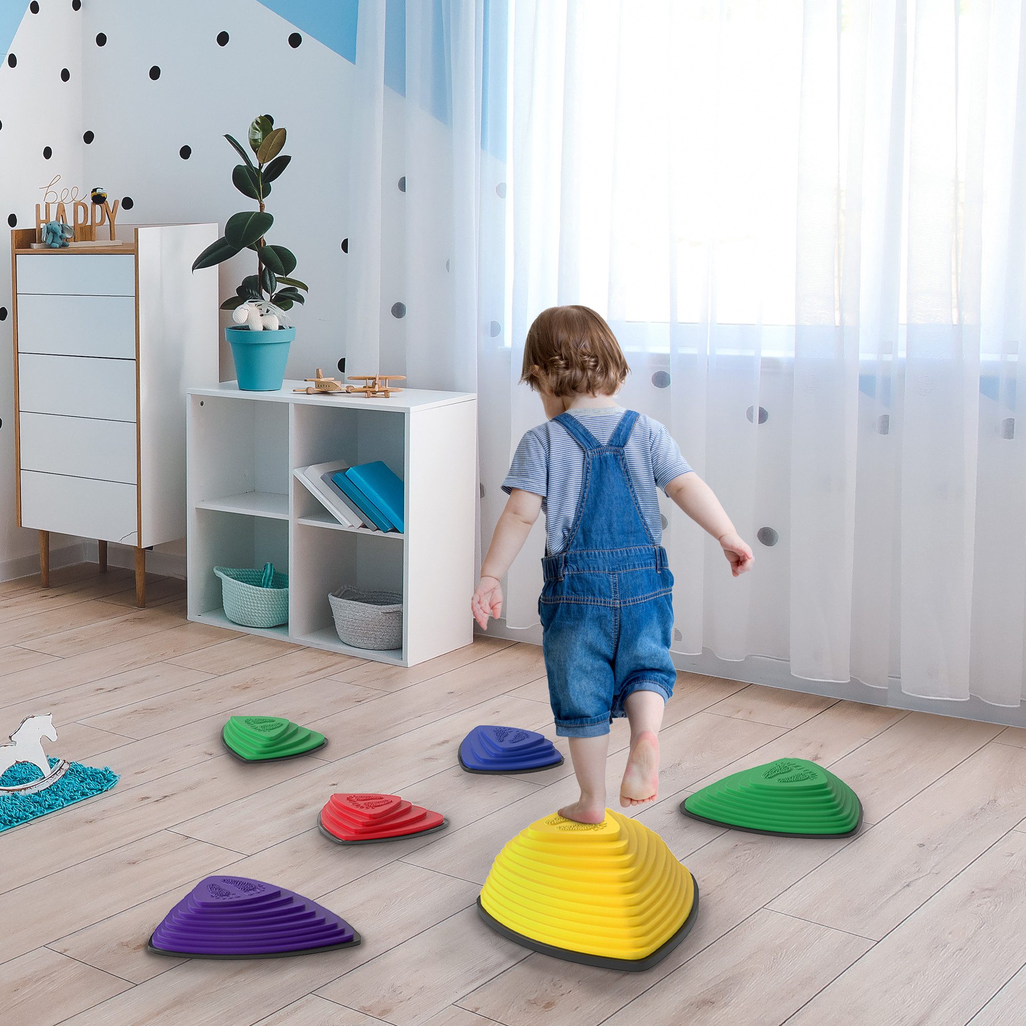 AIYAPLAY Stapelspielzeug Rutschfeste Stapelsteine zur Förderung von Balance, (Flusssteine, 6-tlg), für Indoor, Outdoor für Kinder 3-8 Jahren
