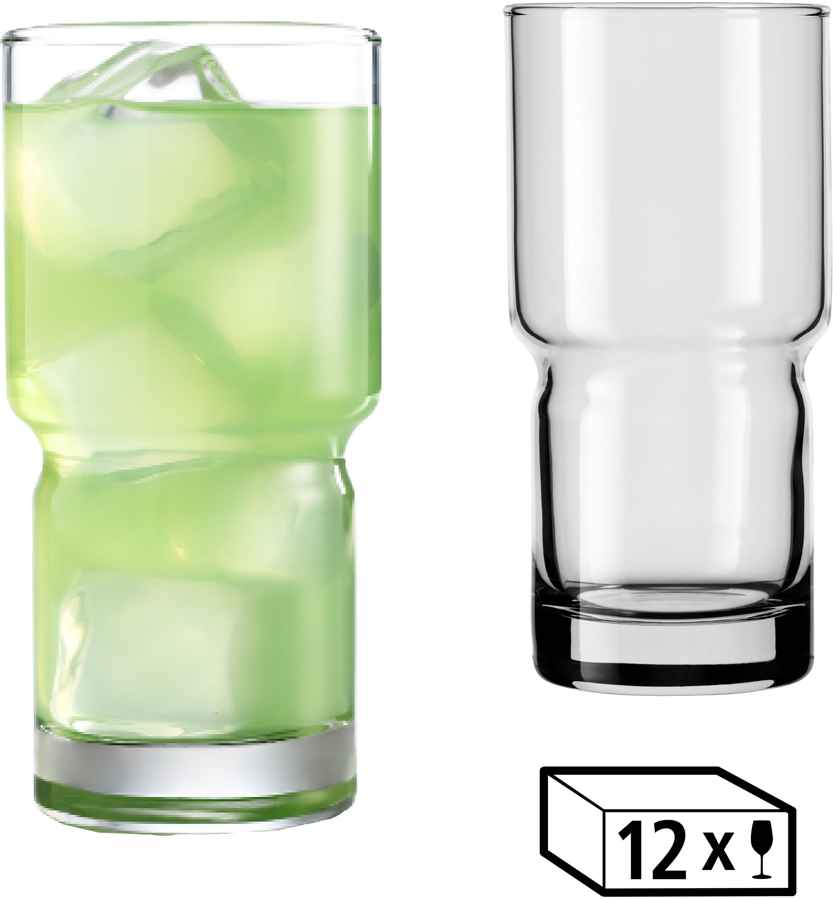 LIBBEY Gläser-Set Beverage Glas -NEWTON- 355 ml, Ø: 7 cm, H: 14,5 cm, 12er Set, 12-tlg., Glas, hochwertig verarbeitet, im modernen Design