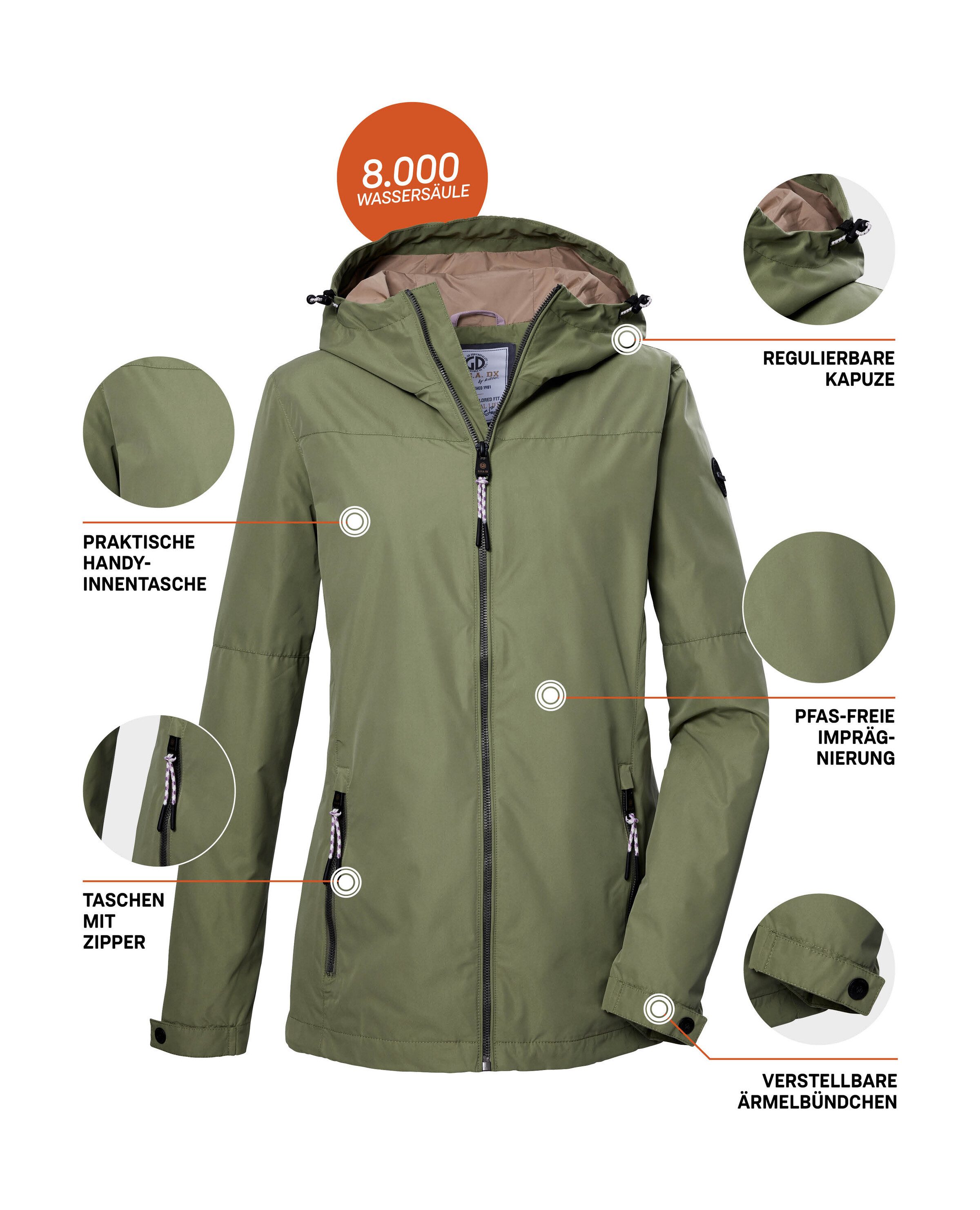 G.I.G.A. DX by killtec Funktionsjacke GS 71 WMN JCKT Damenjacke: wasserdicht, winddicht, verstellbar, Kapuze