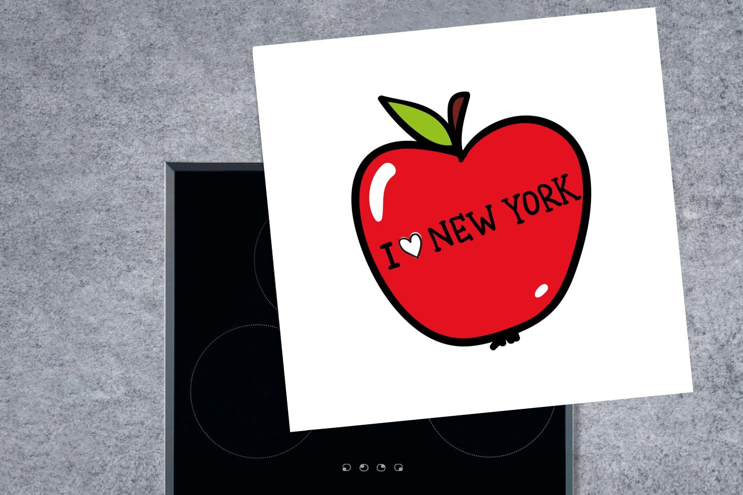 MuchoWow Herdblende-/Abdeckplatte New York 78x78 Ceranfeldabdeckung, Apfel, cm, Rot Vinyl, (1 tlg), - für küche - Arbeitsplatte