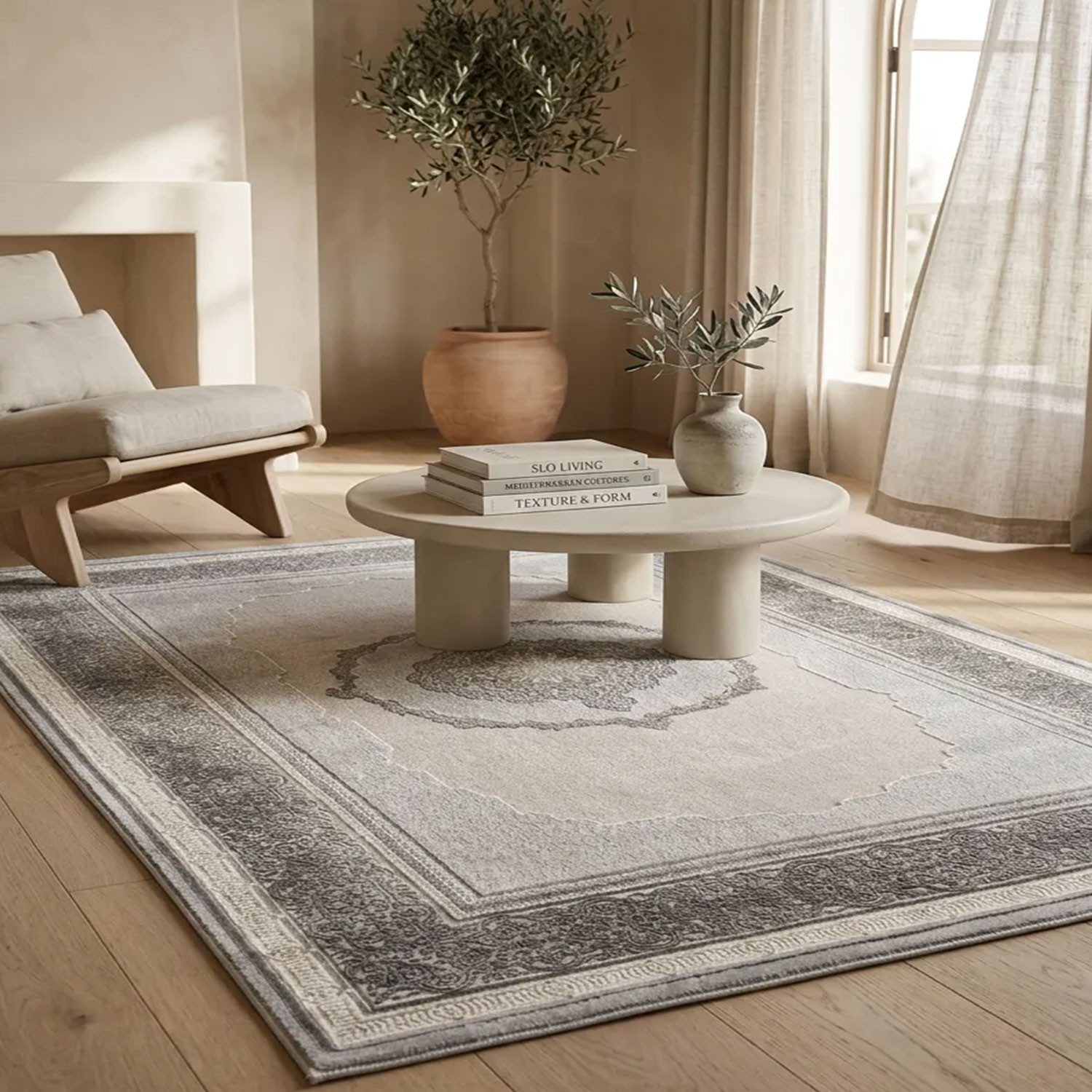Carpetilla Designteppich Designer Teppich kurz Flor Wohnzimmer Klassisch Orient L.Grau, rechteckig, Höhe: 13 mm, Wohnzimmer