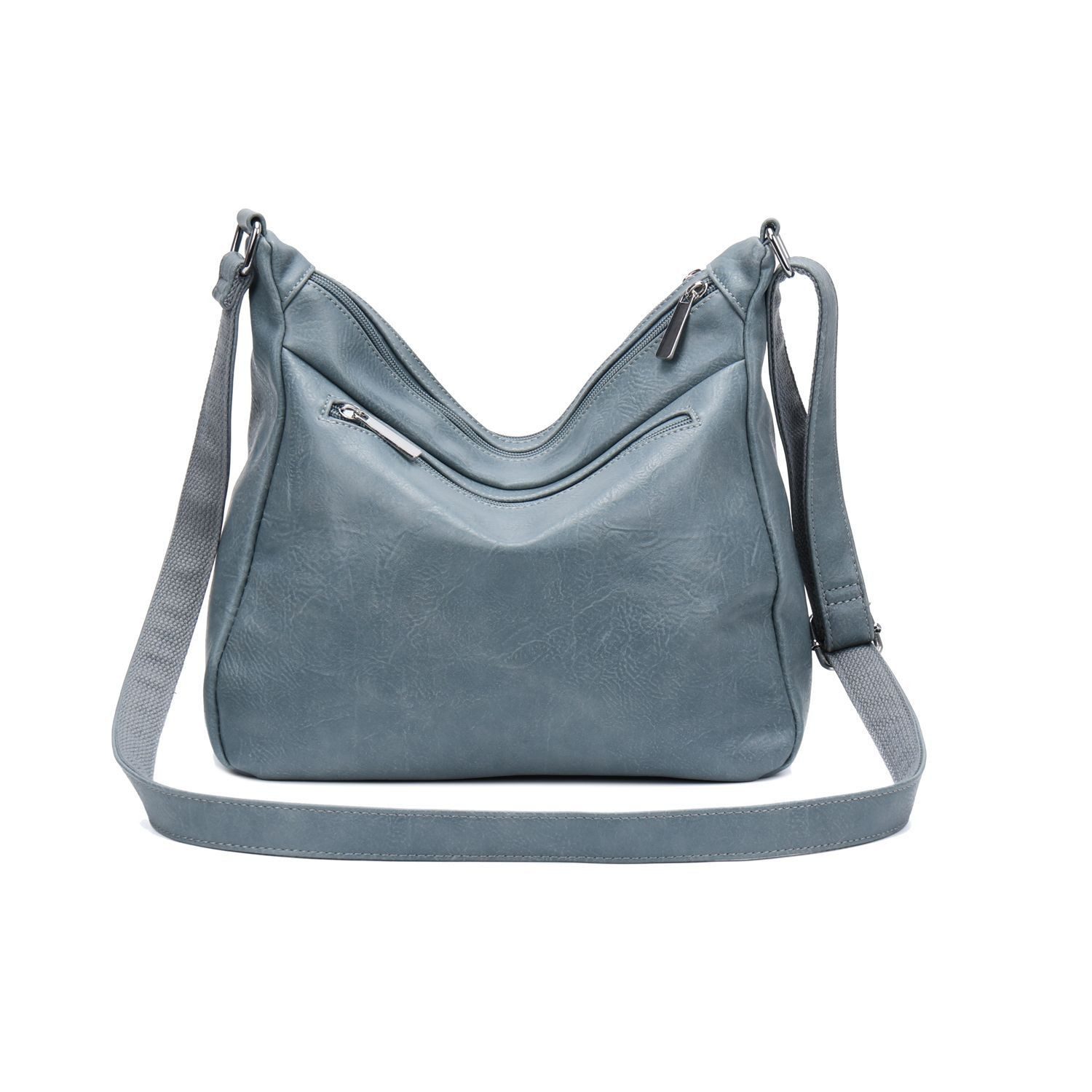 ITALYSHOP24 Schultertasche Damen Tasche Shopper Crossbody Handtasche Umhängetasche Beuteltasche, CrossOver Damentasche Hobo Bag Henkeltasche Reisetasche Leder Optik