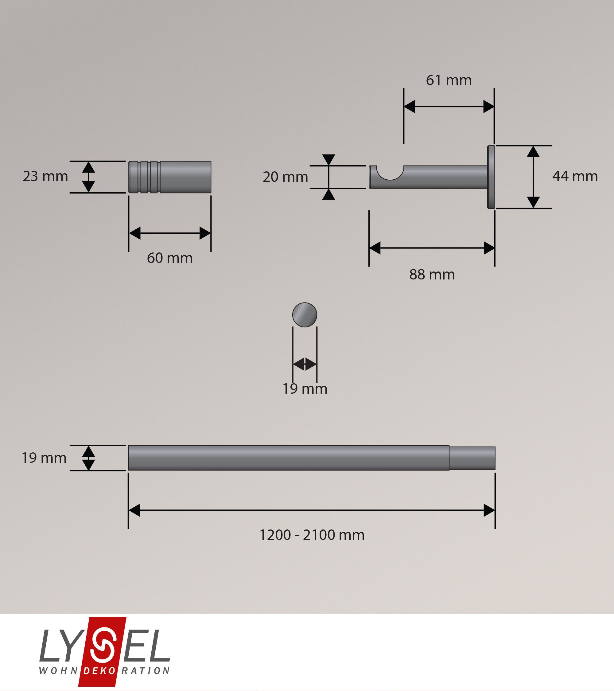 LYSEL® Gardinenstange Jaspis Zylinder Stange 16/19mm, günstig online kaufen