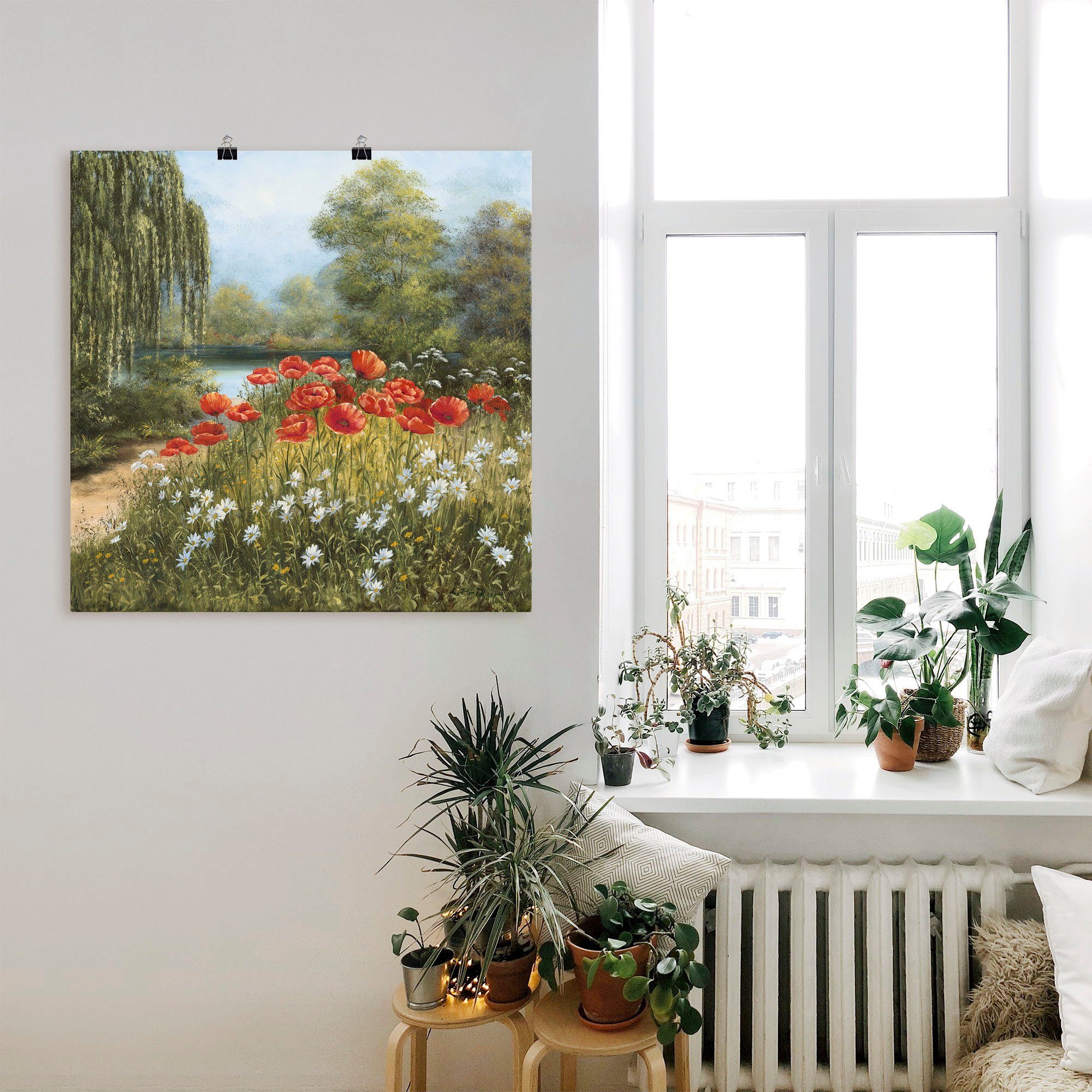 Artland Wandbild Mohnwiese am See, Blumenwiese günstig online kaufen