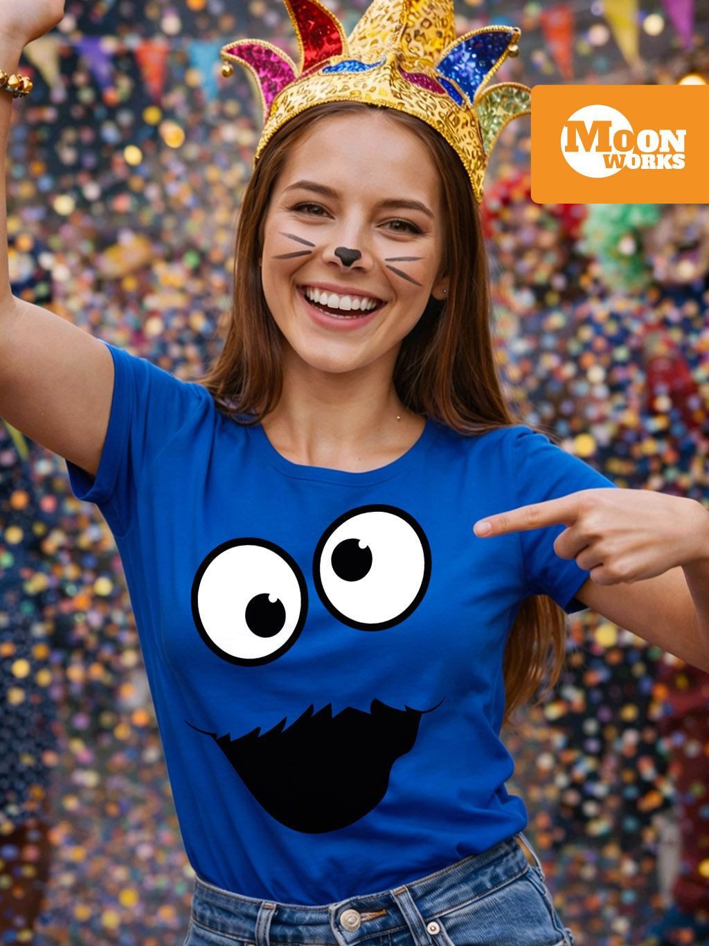 MoonWorks Print-Shirt Damen T-Shirt Fasching Karneval Keksmonster Krümel-Un günstig online kaufen