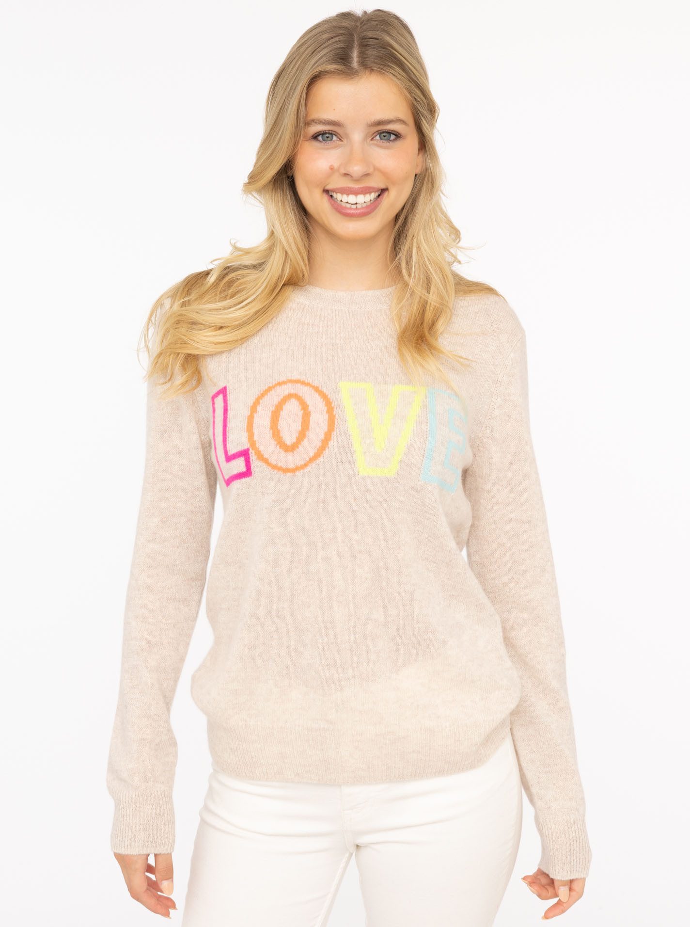 Zwillingsherz Strickpullover "LOVE" wording Rundhals, mit günstig online kaufen