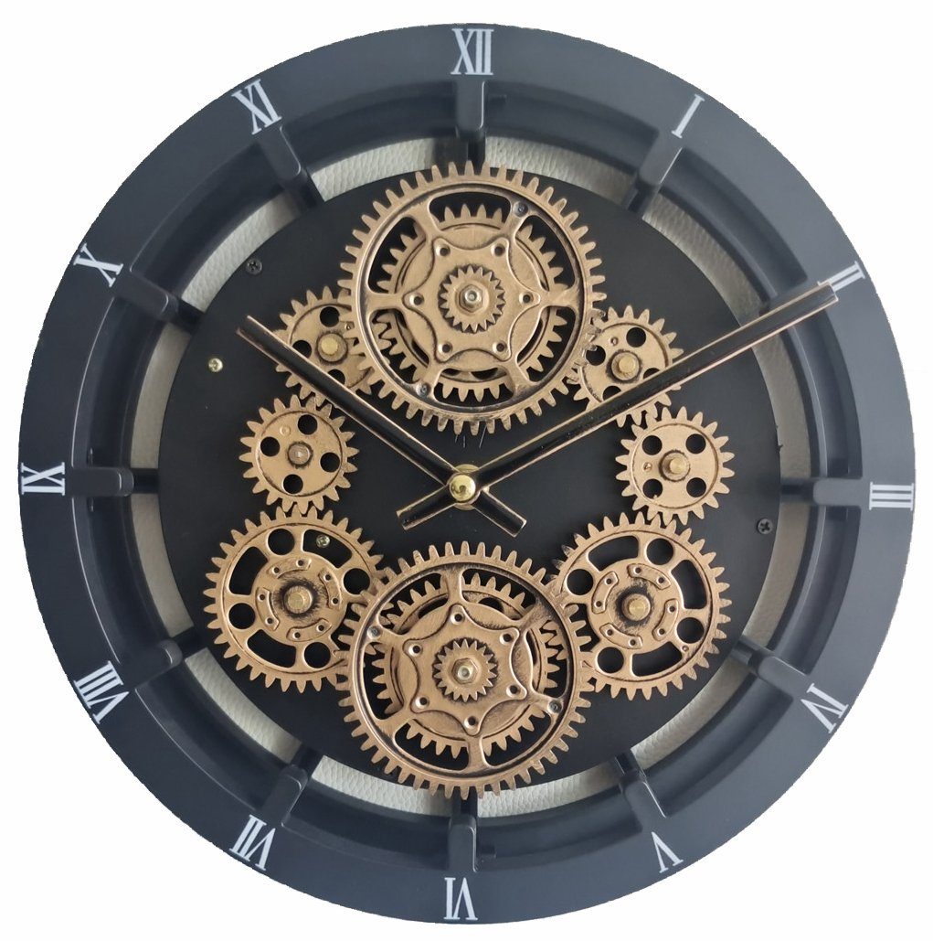 mit Wanduhr Retro25 Wanduhr cm Beweglichen Zeitgeist-Geschenke Zahnrädern Industrial