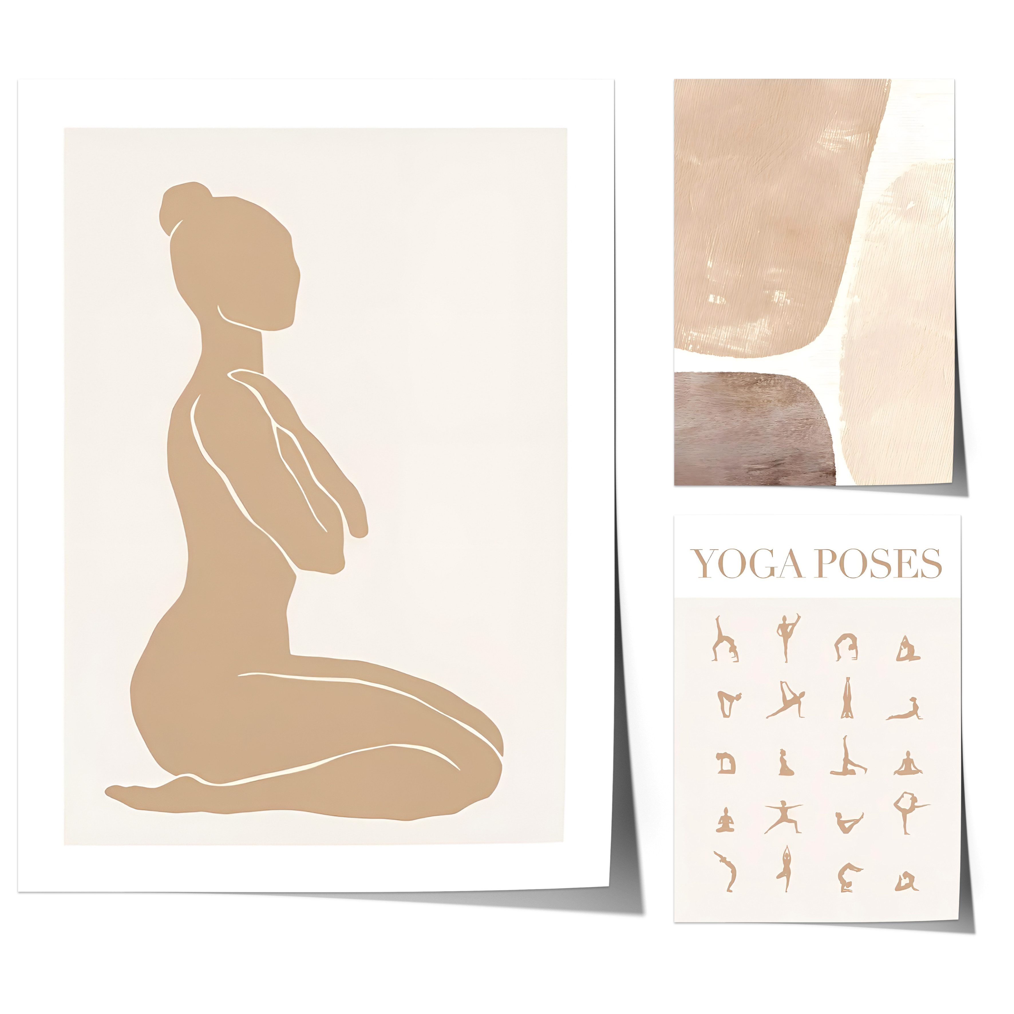 JUSTGOODMOOD Poster Yoga Abstrakt sitzende Frau und Posen als Deko Print ohne Rahmen 20x25, C (1 St)