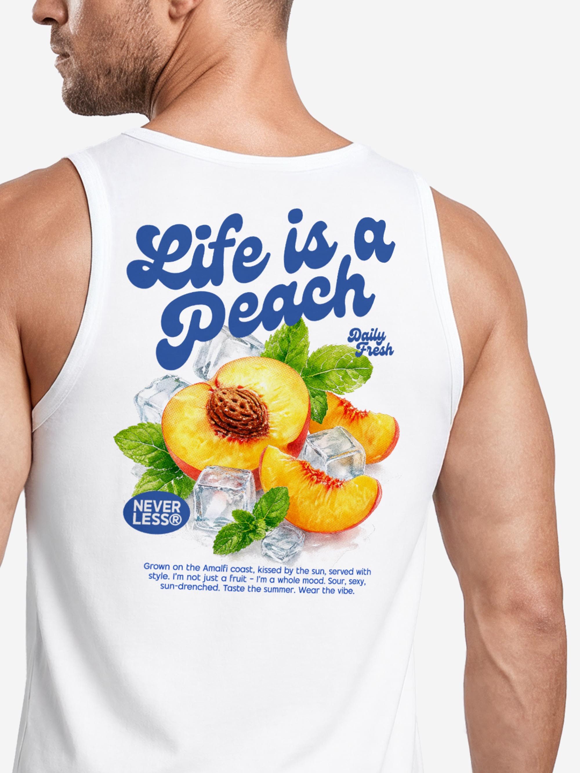 Neverless Tanktop Tanktop Herren mit Grafik-Print - Design life is a peach - mit Print – Bild 3 von 5