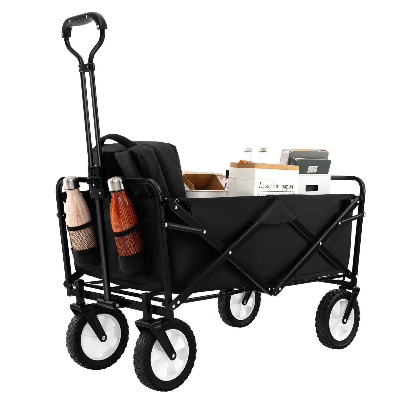 COSTWAY Bollerwagen, faltbar, Transportwagen für Einkaufen, Camping