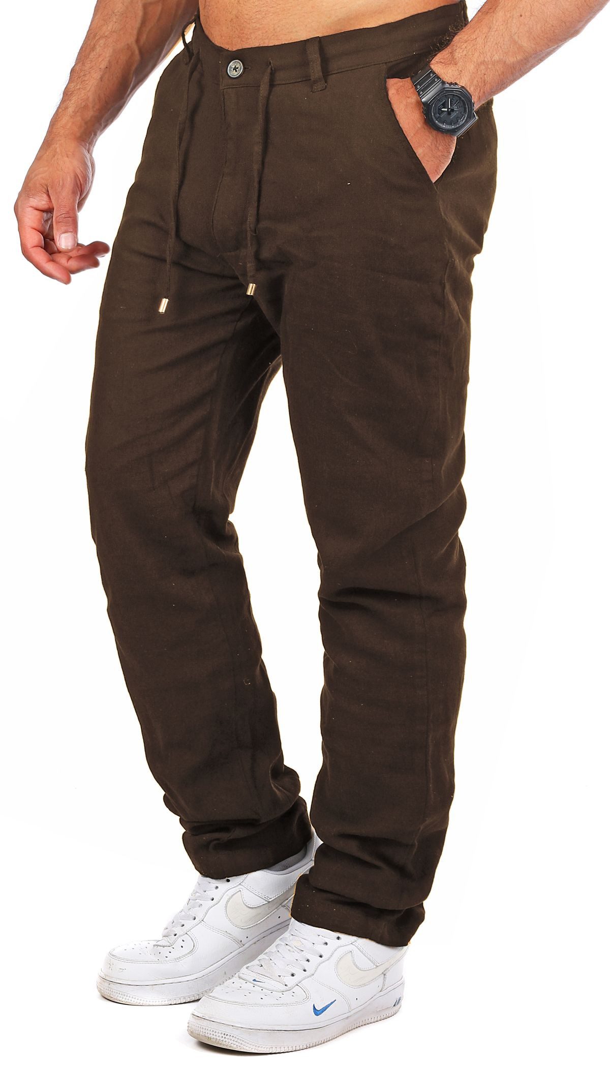CARISMA Chinos Herren Leinen Baumwoll Mix Hose lang angenehm regular fit 2220-RF in Unifarbe