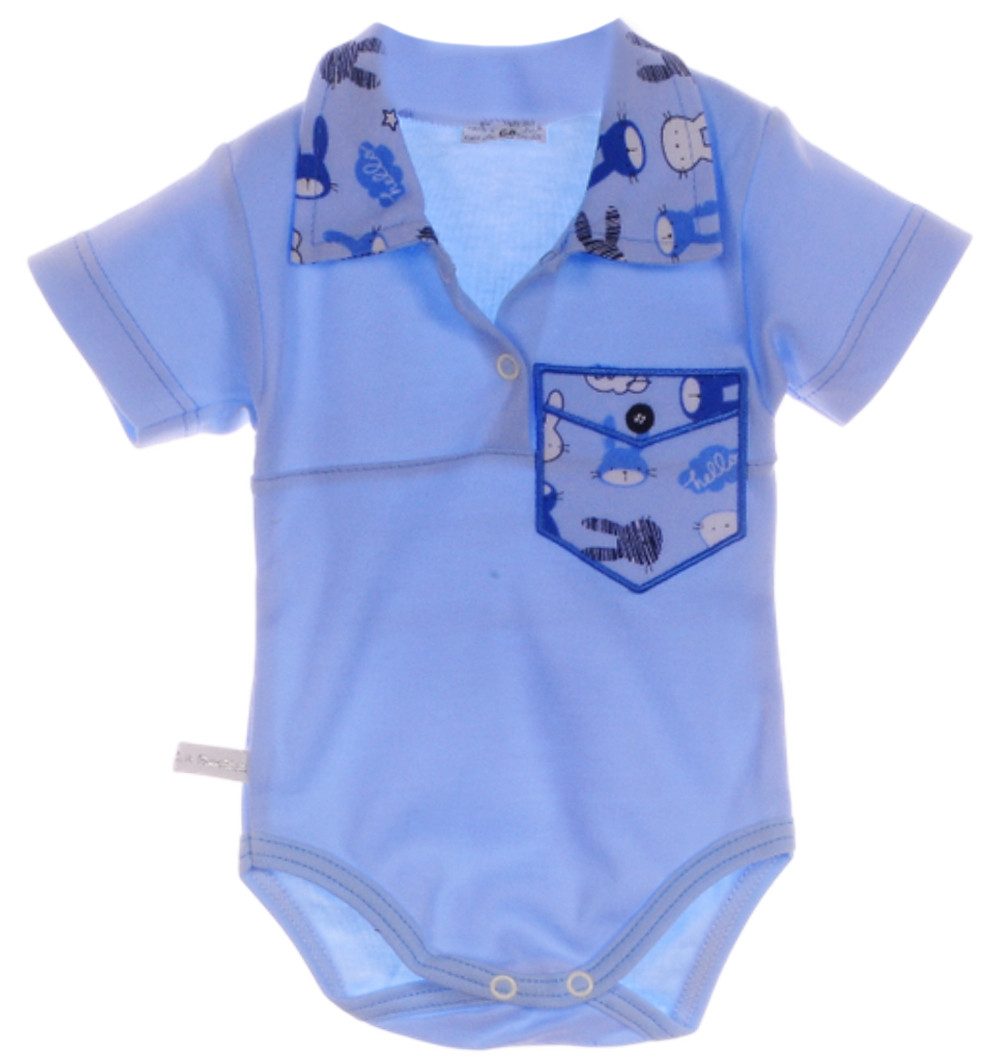 Body Baby Body Kurzarmbody mit Polo-Kragen in Blau